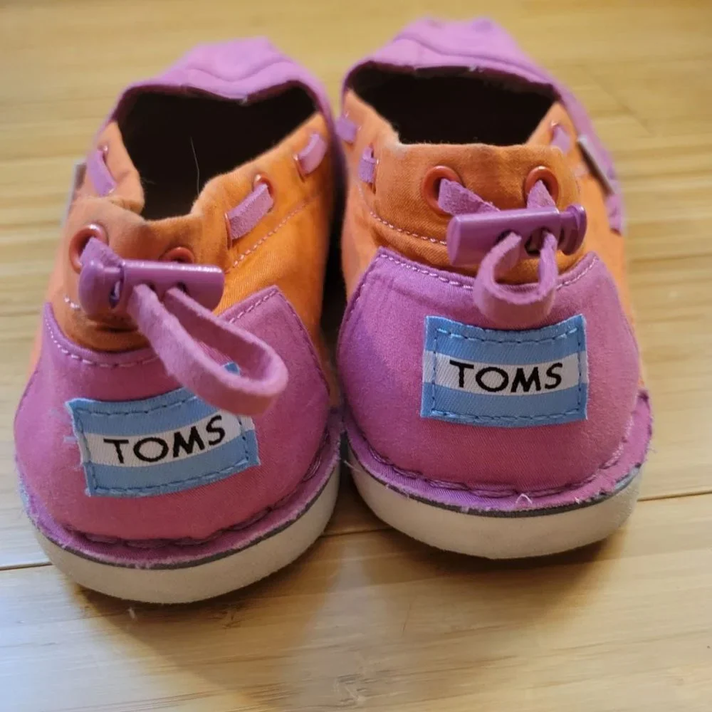 Toms pink and orange cloth flats - Picture 7 of 9